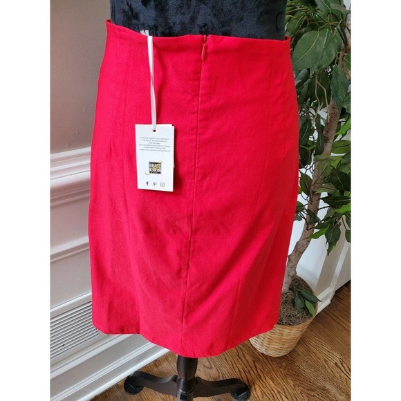 Grace Karin Women Solid Red Rayon Comfort Waist Ruffle Knee Length Skirt Size XL - Picture 5 of 10